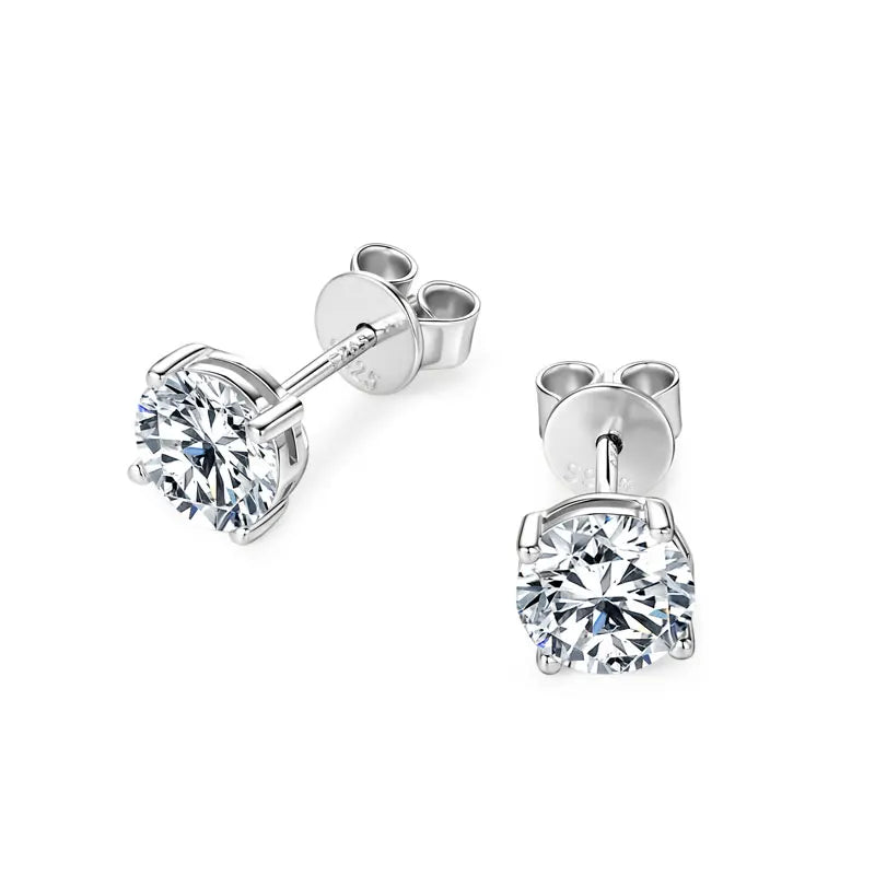 2cttw 4cttw D Moissanite Stud Earrings 925 Silver 6.5mm 8mm 1ct 2ct Lab Diamond Earrings For Women Men Couple Jewelry Gift
