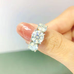 Real D Color VVS1 Round 2.0ctw Moissanite 3-Stone Ring 925 Pure Silver Jewelry Certified for Women Wedding Engagement Gift