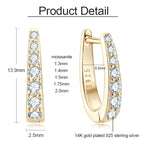 S925 All D Moissanite Clip Earrings U Shaped Hoop Huggie 925 Silver for Woman Certified Fine Jewelry Wedding Birthday Gift