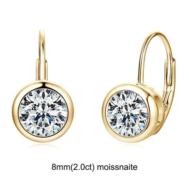 D Color Moissanite Clip Earrings for Girls 6.5mm/8mm Moissanite Diamond Round Earrings Silver 925 Jewelry Wedding Gift