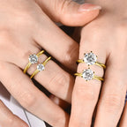 D Moissanite Ring 3ct Diamond Engagement Rings Solitaire for women 2ct Moissanite Ring Plated 14k Gold with Certificate