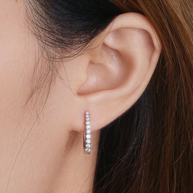 S925 All D Moissanite Clip Earrings U Shaped Hoop Huggie 925 Silver for Woman Certified Fine Jewelry Wedding Birthday Gift