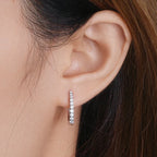 S925 All D Moissanite Clip Earrings U Shaped Hoop Huggie 925 Silver for Woman Certified Fine Jewelry Wedding Birthday Gift