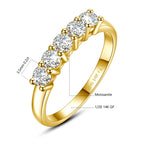 Real 14K Gold Filled Stacking Ring Five Stone Moissanite Wedding Band Finger Jewelry Accessories Anti fading Waterproof