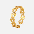Adjustable Paw Print Ring Stainless Steel