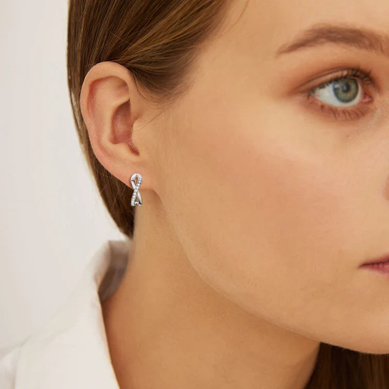 Infinity Half Hoop Earrings Full D Moissanite Diamond Stud Earrings for Women Silver 925 Jewelry Engagement Wedding Gift