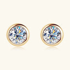 10K Solid Gold Earrings Bezel 2.1mm Round Moissanite Diamond Stud Earring for Women Men Classic Engagement Wedding Jewelry
