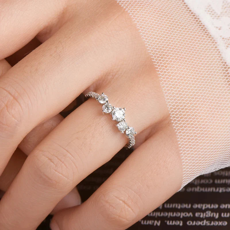 4mm&3mm&1.6mm D Color All Moissanite Ring S925 Silver for Women Lab Diamond Engagement Wedding Rings Promise Band Jewelry