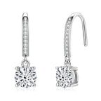 6.5mm 1.0carat D Color Moissanite Dangle Hook Earrings for Women Engagement 925 Sterling Silver High Quality Fine Jewelry