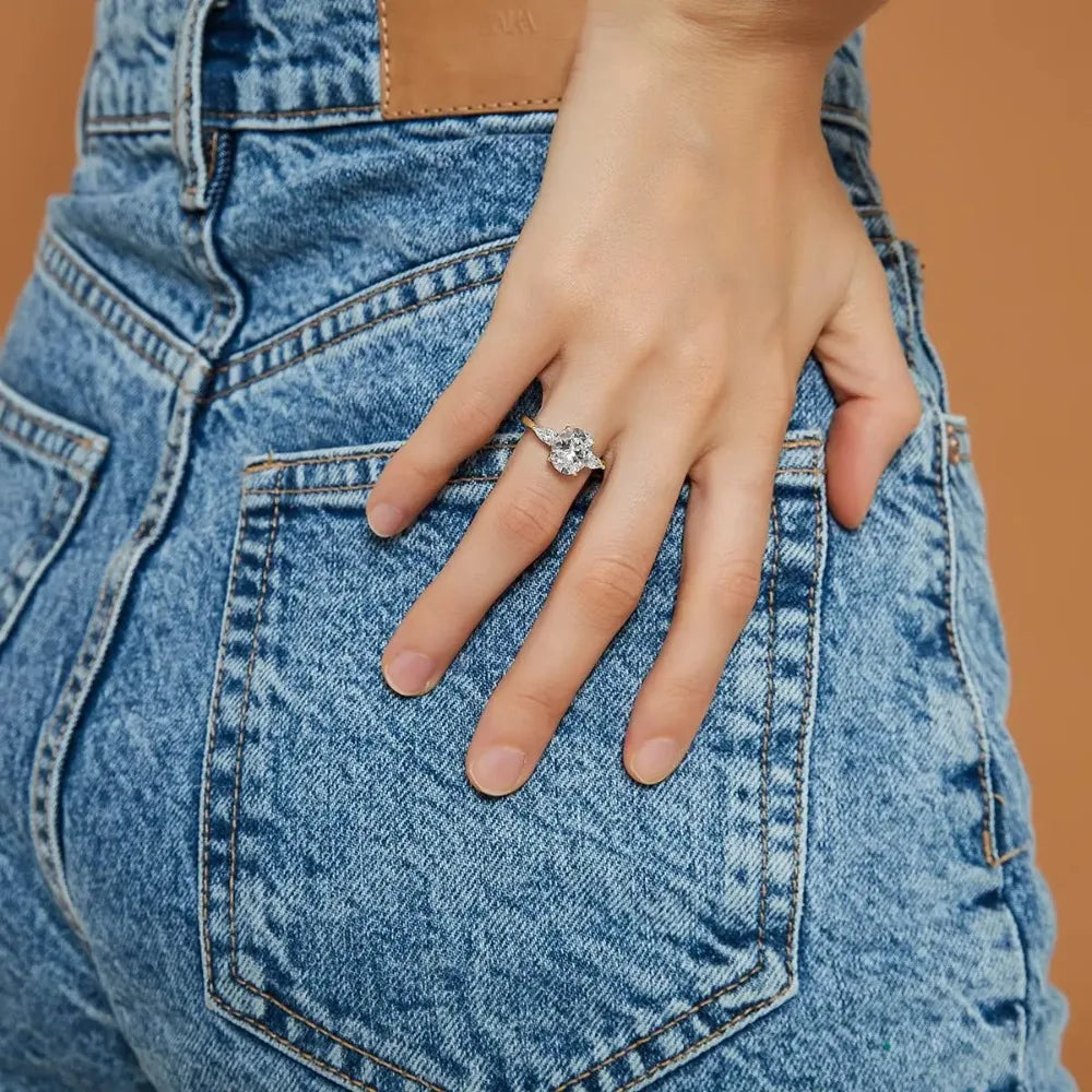 Trumium 3CT 925 Sterling Silver Engagement Rings 3-Stone Cubic Zirconia CZ Wedding Promise Rings  Wedding Bands for Women