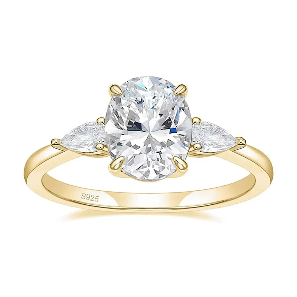 Trumium 3CT 925 Sterling Silver Engagement Rings 3-Stone Cubic Zirconia CZ Wedding Promise Rings  Wedding Bands for Women