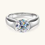 Certified Moissanite 2CT 8MM Engagement Wedding Ring for Couple Women Men 925 Silver Plated 18K Gold Ring Wide Finger Band