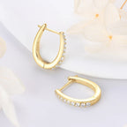 S925 All D Moissanite Clip Earrings U Shaped Hoop Huggie 925 Silver for Woman Certified Fine Jewelry Wedding Birthday Gift