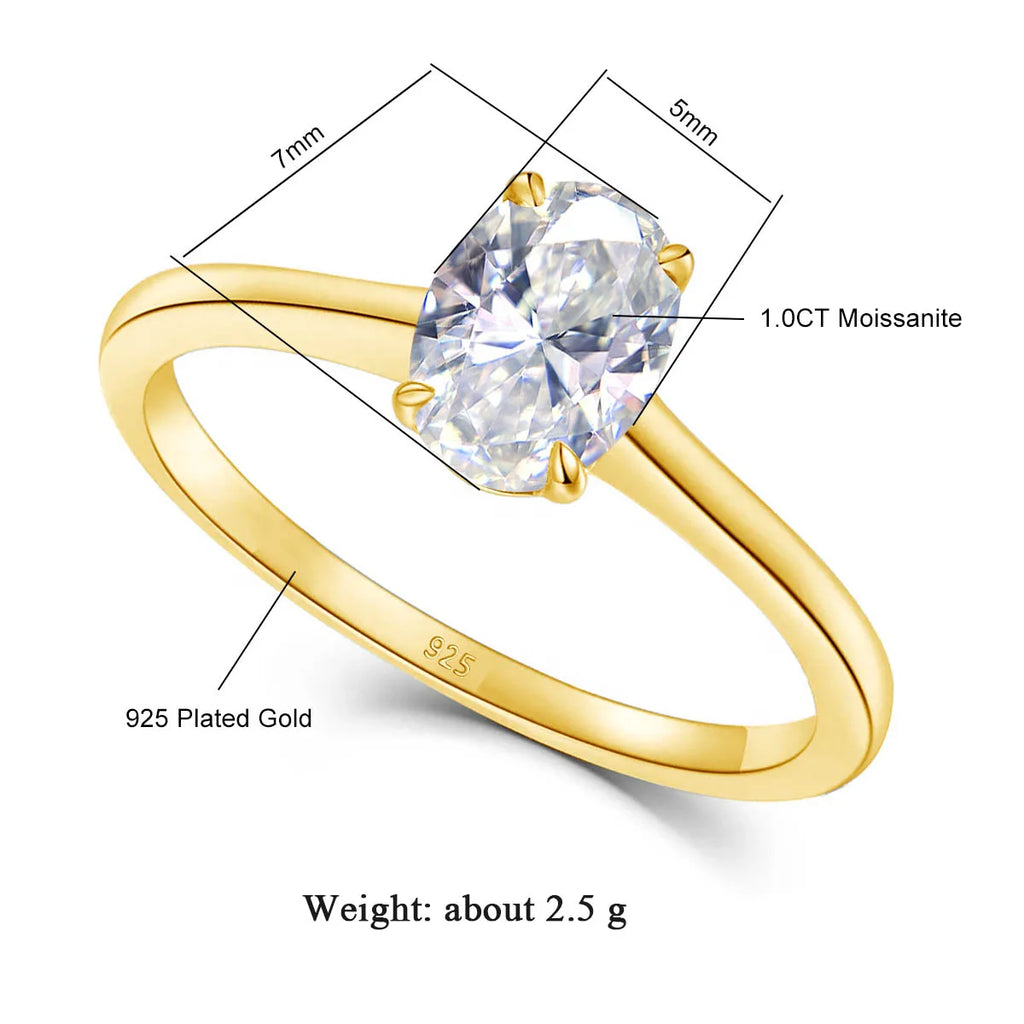 Au585 Pear Cut Moissanite Ring 3CT D VVS1 for Women 100% 14K Gold Egg Shaped Diamond for Wedding Band Classic Jewelry