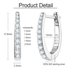 S925 All D Moissanite Clip Earrings U Shaped Hoop Huggie 925 Silver for Woman Certified Fine Jewelry Wedding Birthday Gift