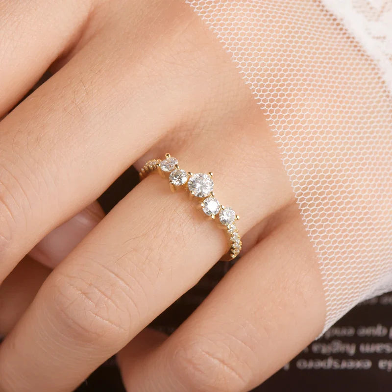 4mm&3mm&1.6mm D Color All Moissanite Ring S925 Silver for Women Lab Diamond Engagement Wedding Rings Promise Band Jewelry