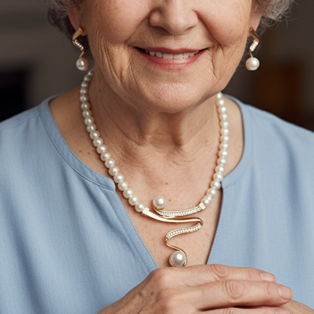 Natural Pearl Necklace + Earrings Set
