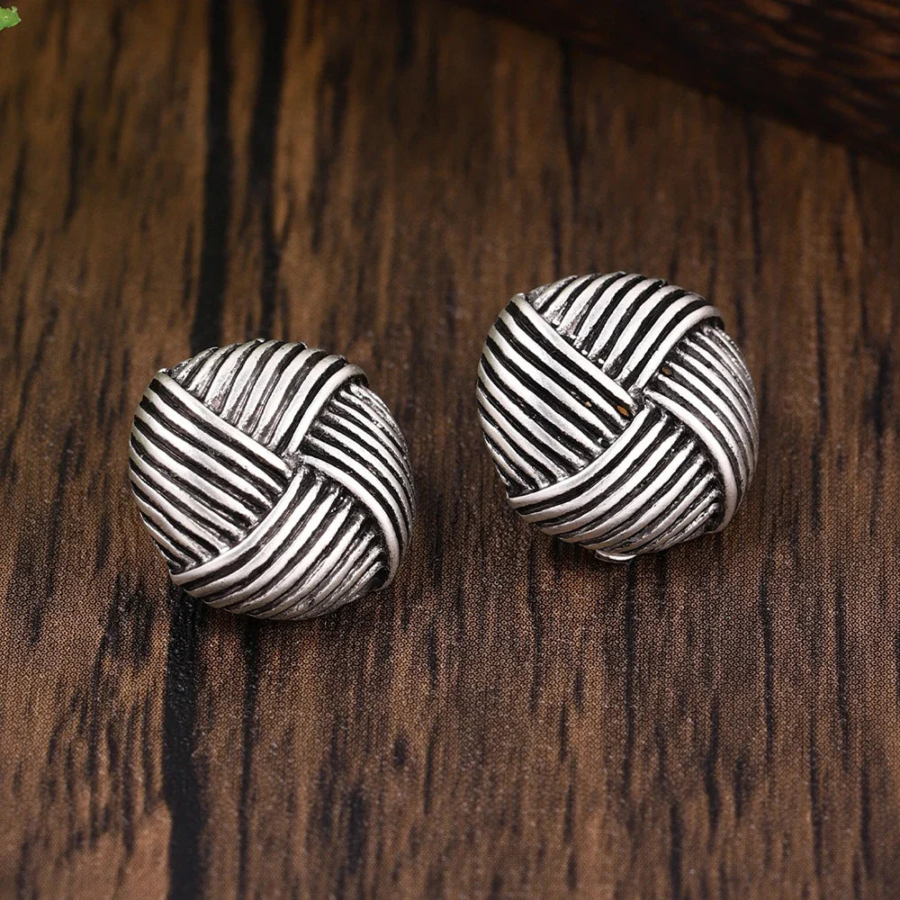 Vintage Silver Woven Knot Earrings