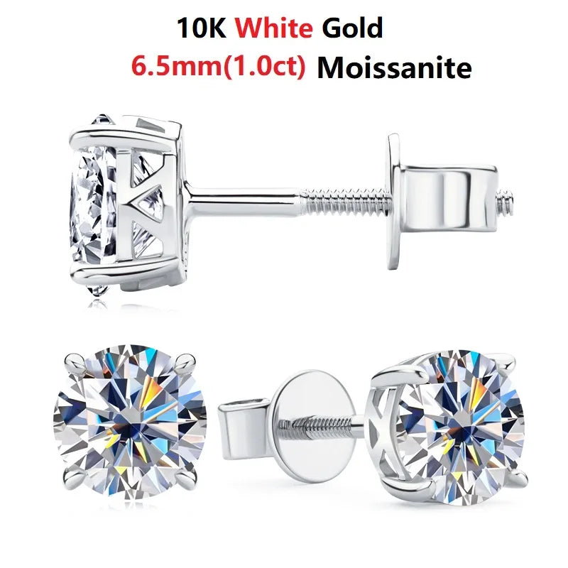 14k Gold Earrings Real 6mm Moissanite Diamond Stud Earrings for Men Women 10K Yellow Gold Screw Back Earrings Fine Jewelry