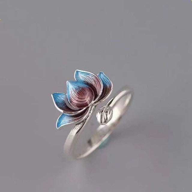 Adjustable Colorful Lotus Ring