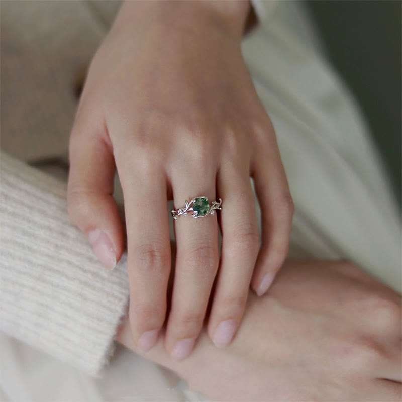 FREE Today: "Waterweed Dream" - S925 Silver Moss Agate Ring