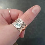 Aquamarine Leaf Spinner ring