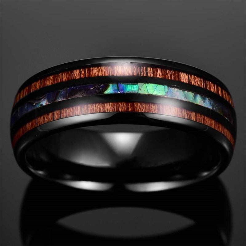 FREE Today: Koa Wood and Abalone Shell Tungsten Ring