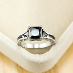 FREE Today: "Simple Pretty" -  Princess Cut Obsidian & Sapphire Ring