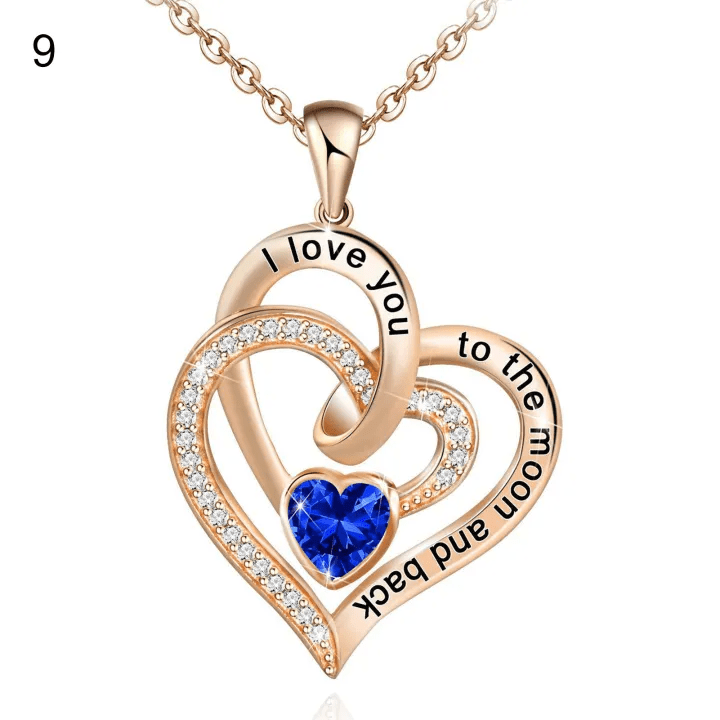 FREE Today: "I Love You to the Moon and Back" – Eternal Hearts Birthstone Necklace