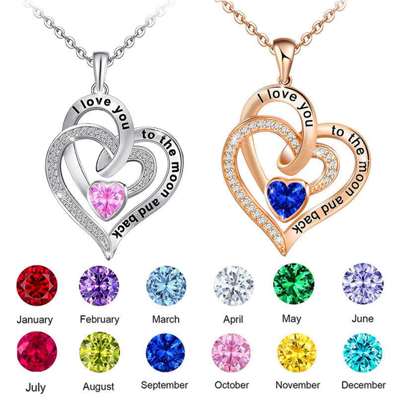 FREE Today: "I Love You to the Moon and Back" – Eternal Hearts Birthstone Necklace