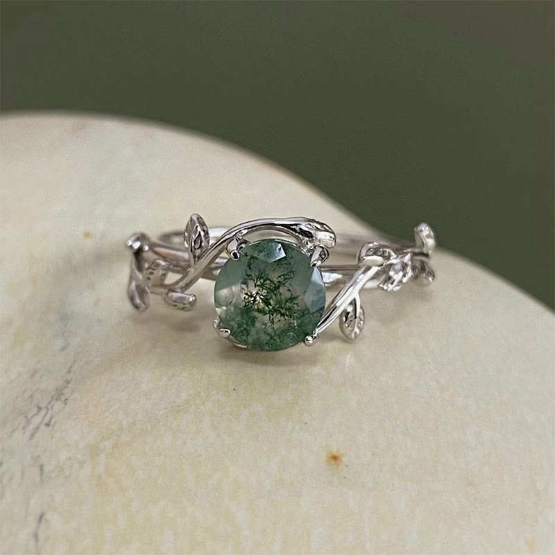 FREE Today: "Waterweed Dream" - S925 Silver Moss Agate Ring