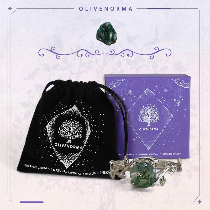 FREE Today: "Waterweed Dream" - S925 Silver Moss Agate Ring