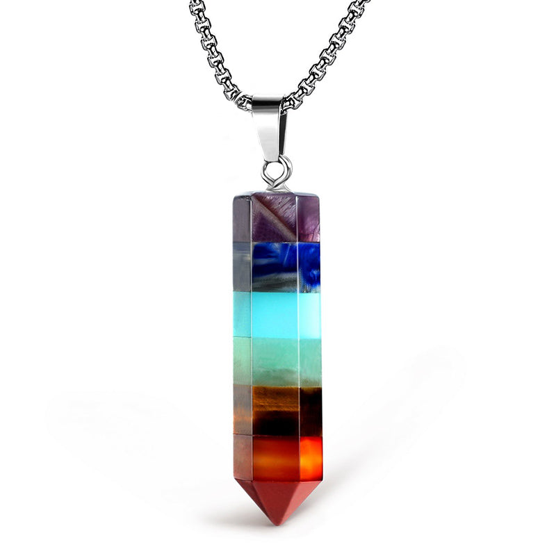 Crystal Hexagon Chakra Gemstone Necklace