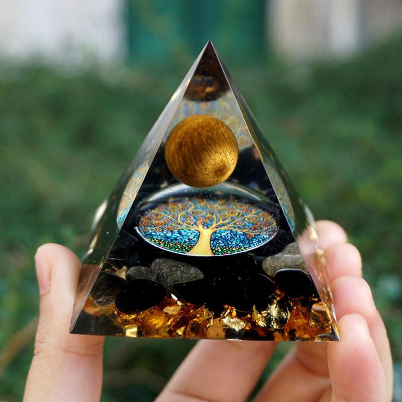 FREE Today: Guardian's Flame-Tiger Eye & Obsidian Protection Orgone Pyramid