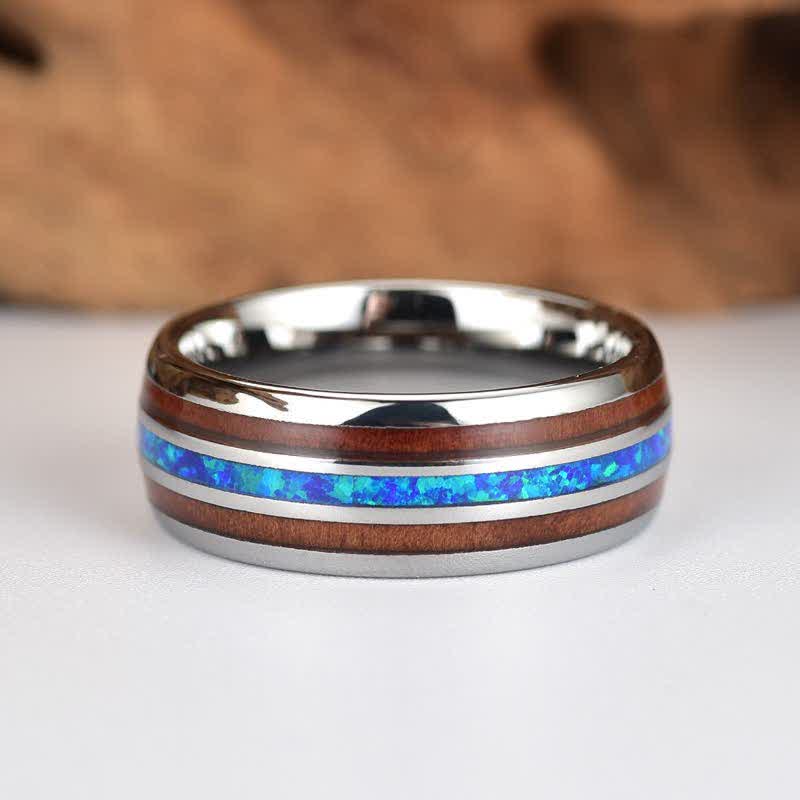 FREE Today: Koa Wood and Abalone Shell Tungsten Ring