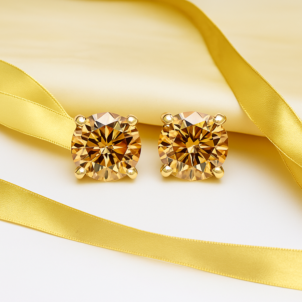 925 Silver Yellow Moissanite Earrings
