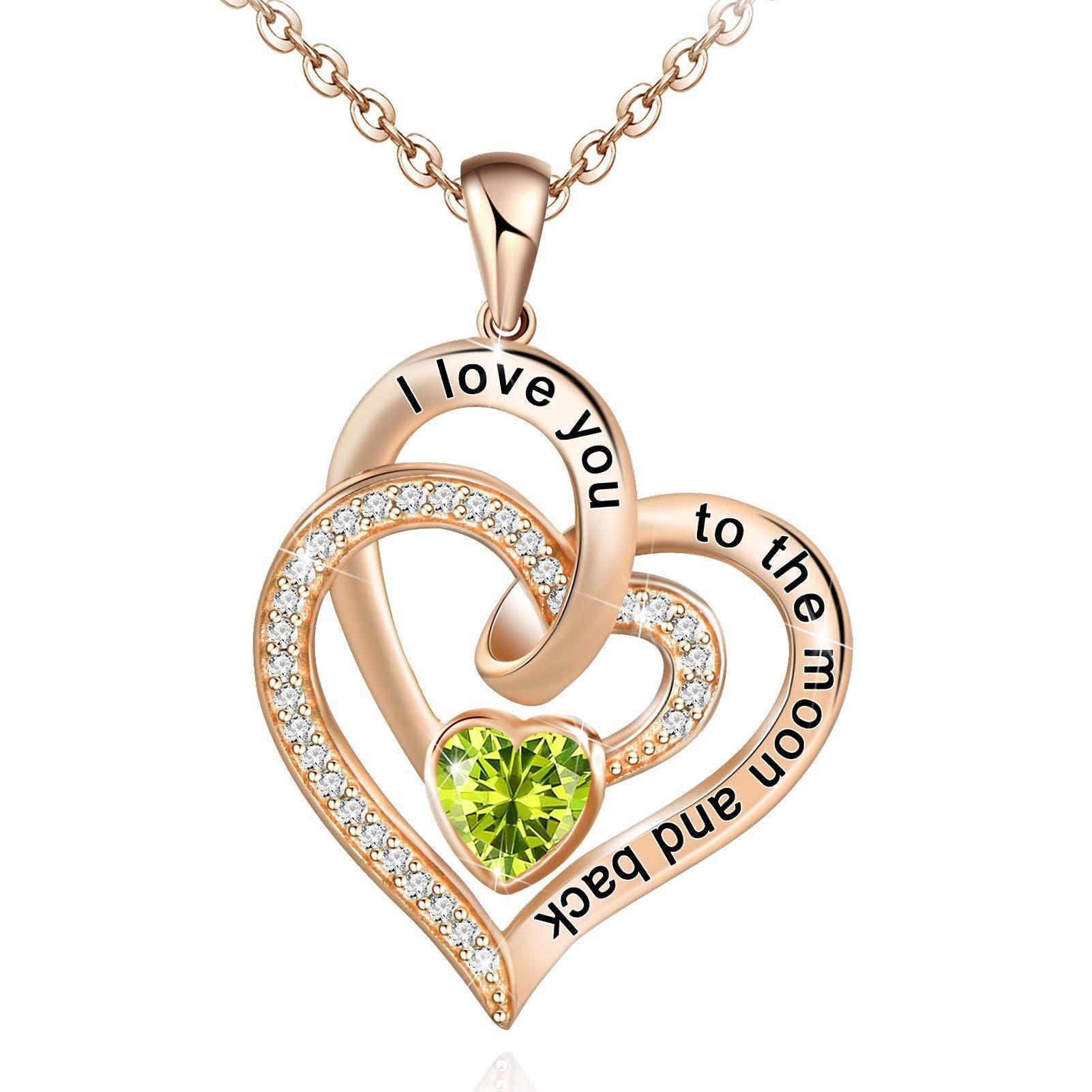 FREE Today: "I Love You to the Moon and Back" – Eternal Hearts Birthstone Necklace