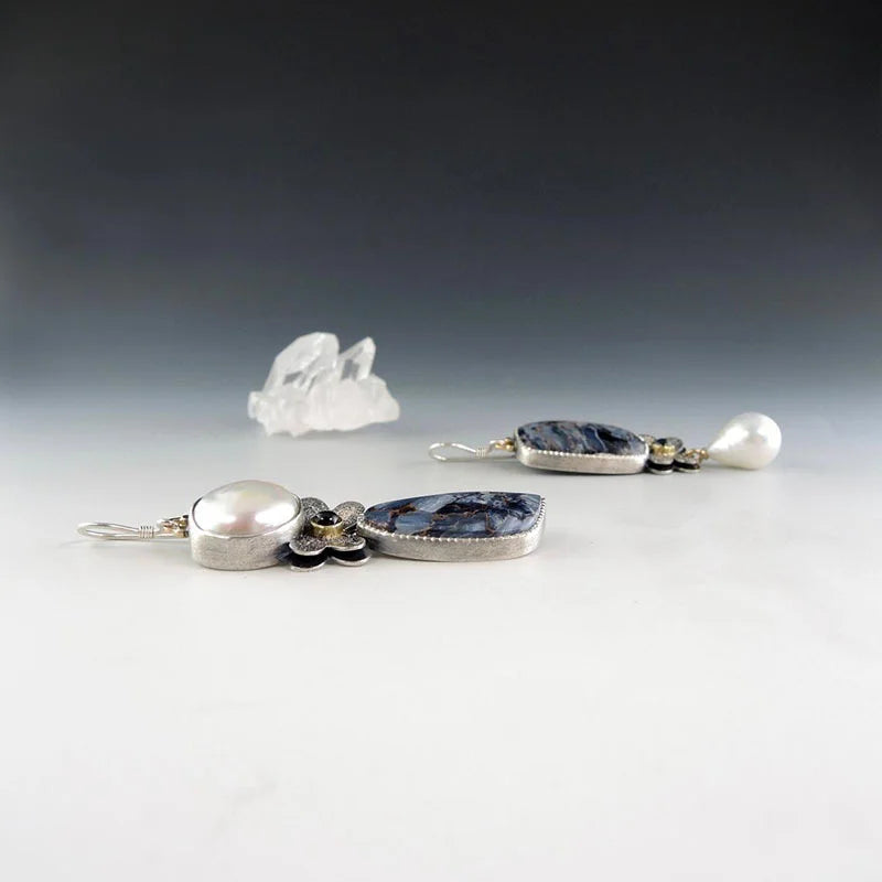 Vintage Asymmetrical Pearl Pendant Earrings