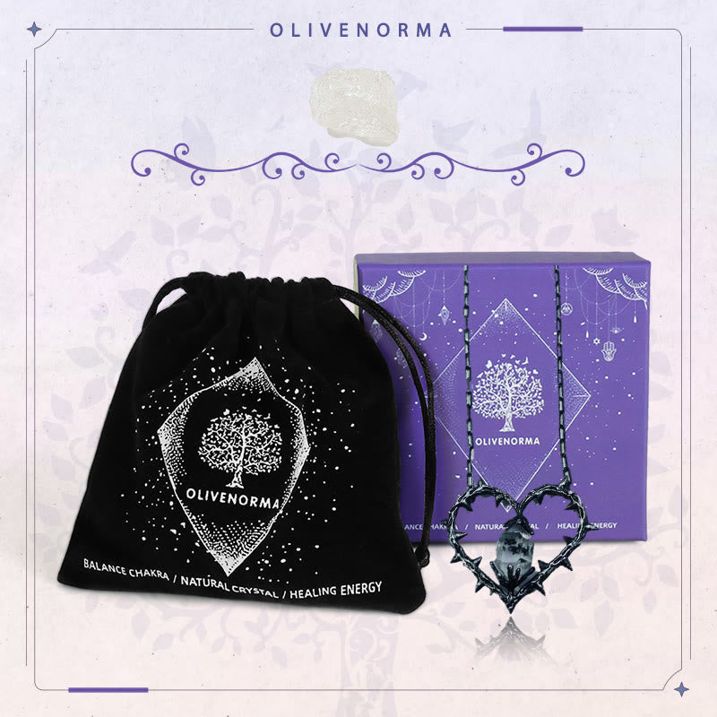 FREE Today: "Witch's Heart"-Clear Crystal Thorn Heart Necklace