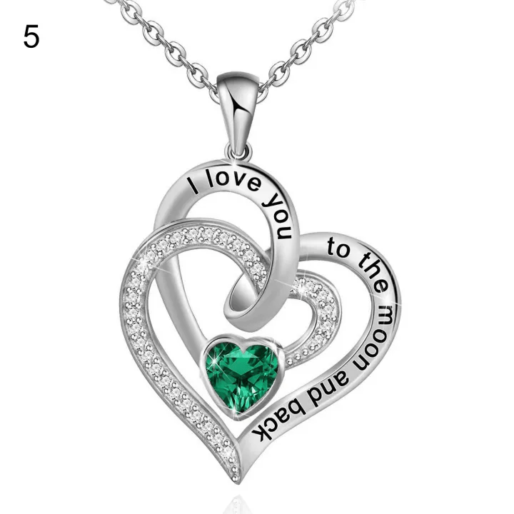 FREE Today: "I Love You to the Moon and Back" – Eternal Hearts Birthstone Necklace