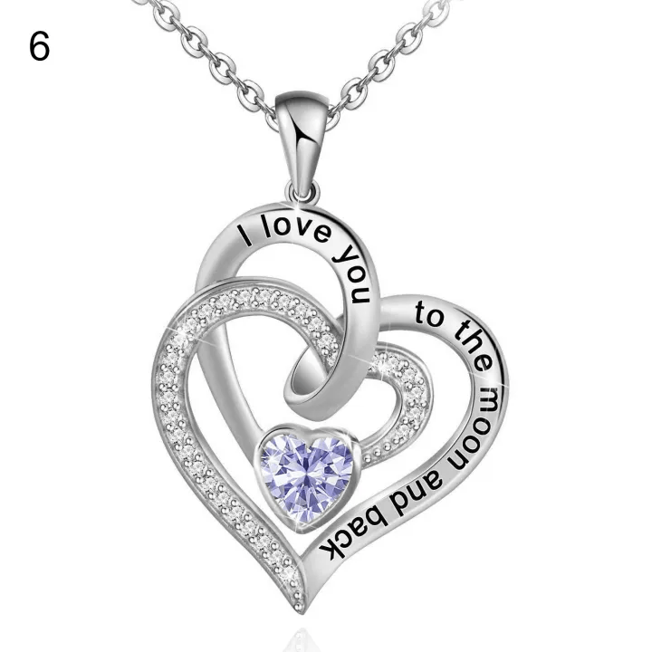 FREE Today: "I Love You to the Moon and Back" – Eternal Hearts Birthstone Necklace