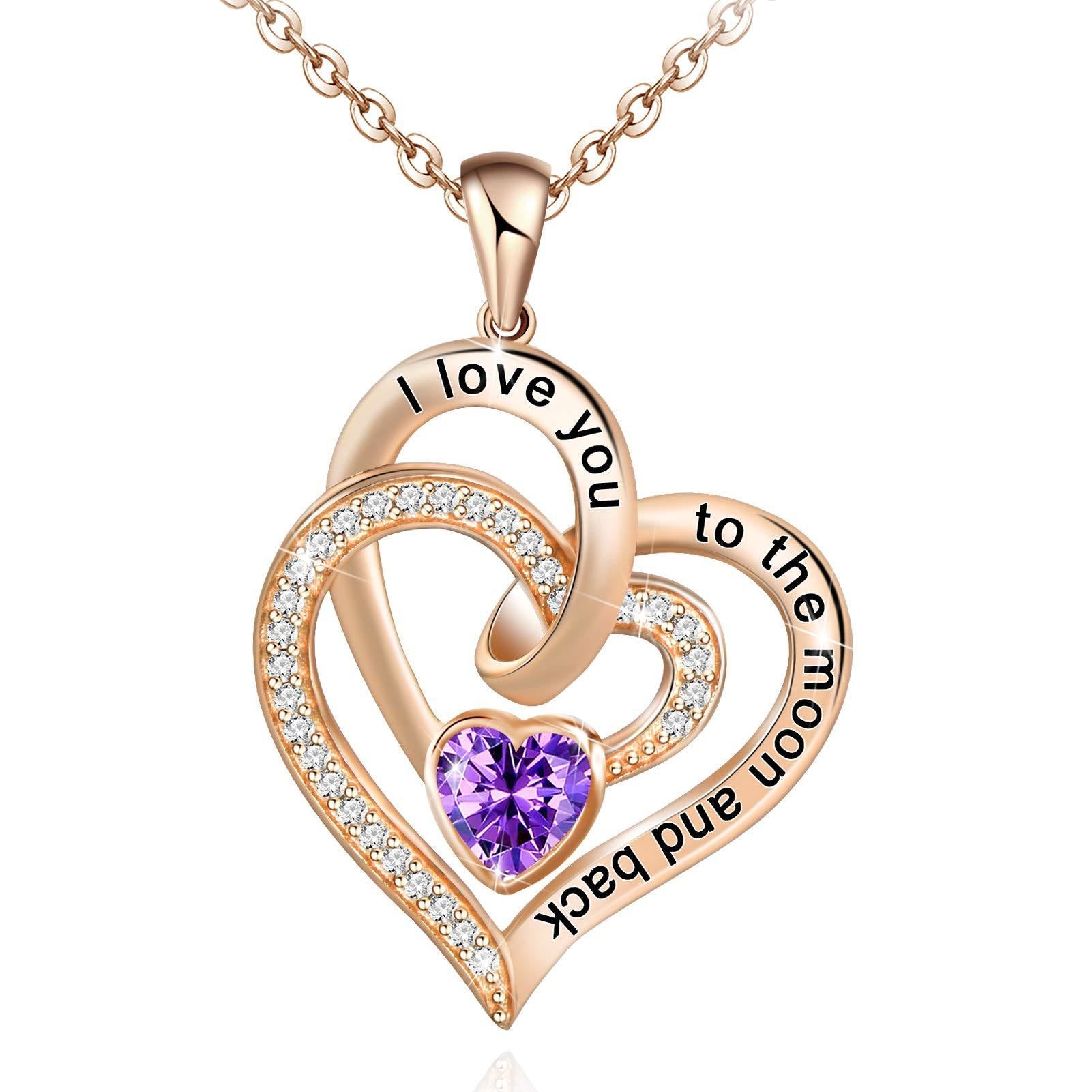 FREE Today: "I Love You to the Moon and Back" – Eternal Hearts Birthstone Necklace