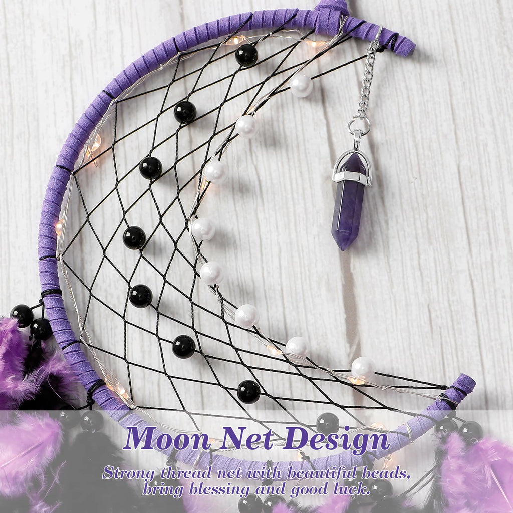 FREE Today: "Peace Energy" Amethyst & Obsidian Moon Feather Dream Catcher