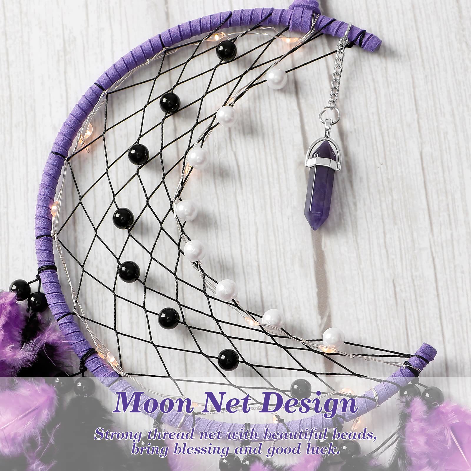 FREE Today: "Peace Energy" Amethyst & Obsidian Moon Feather Dream Catcher