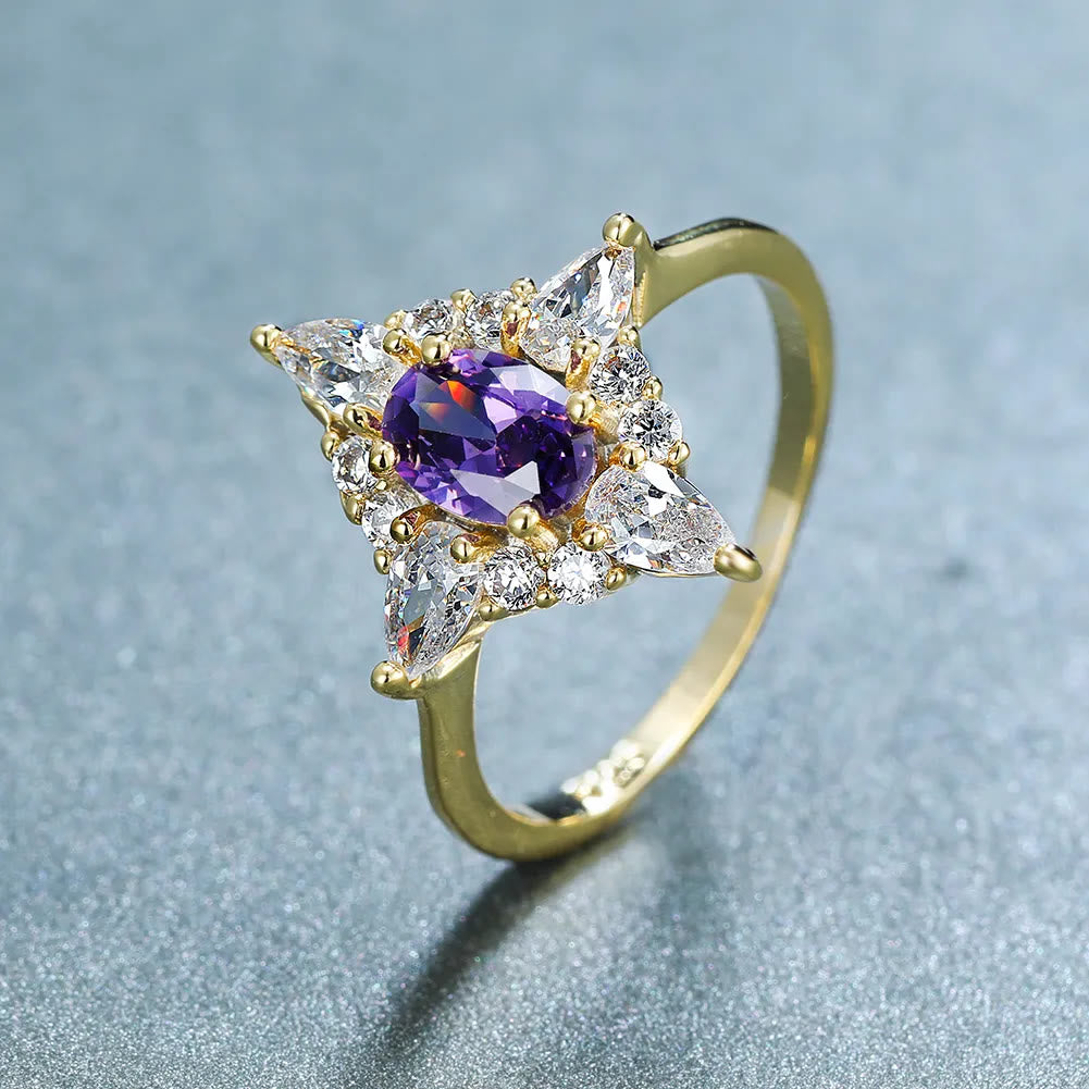 FREE Today: Elegant Amethyst with Zircon Gold Ring