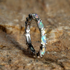 FREE Today: "Secret Energy" - Color Opal Retro Black Gold Ring