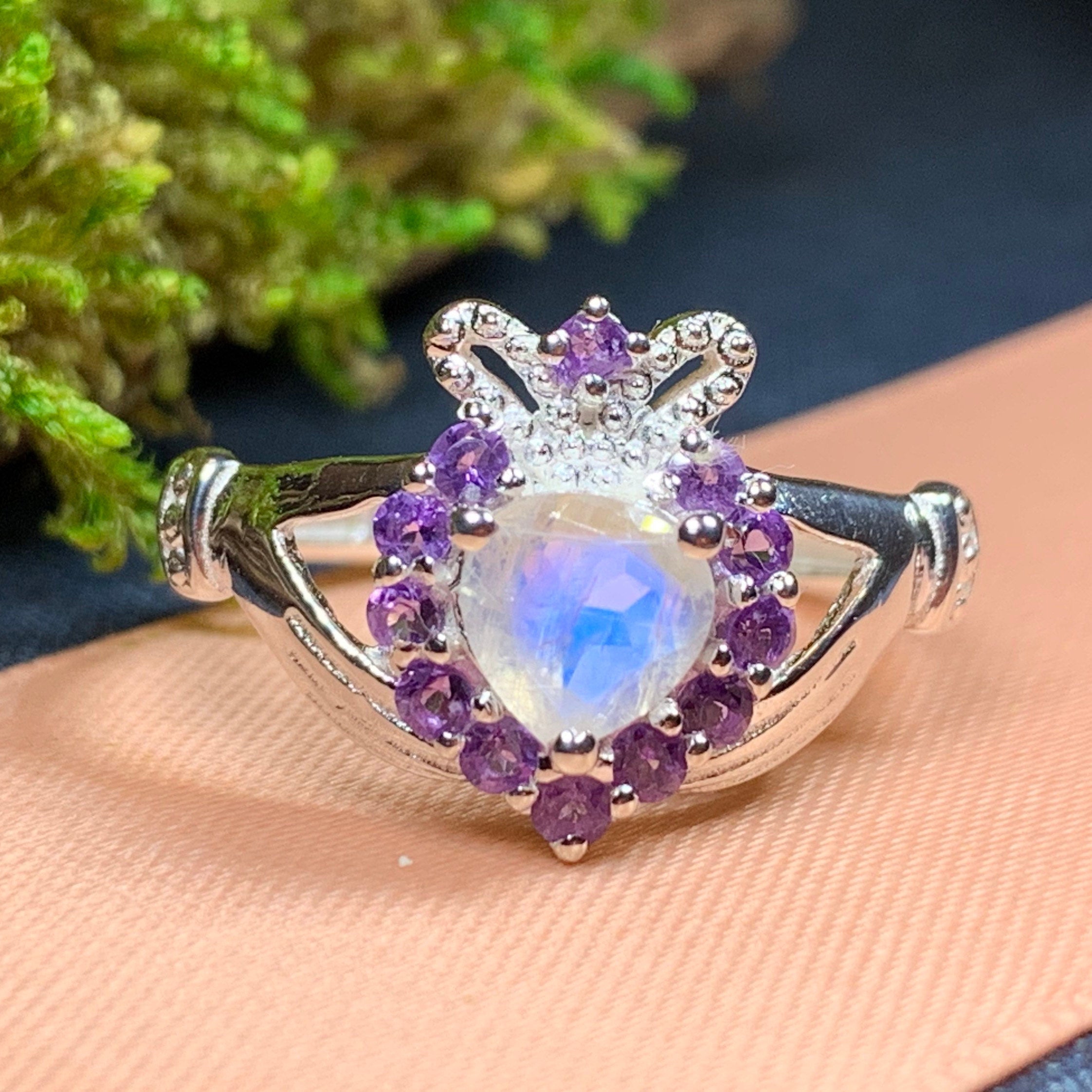 Adore Moonstone Claddagh Ring