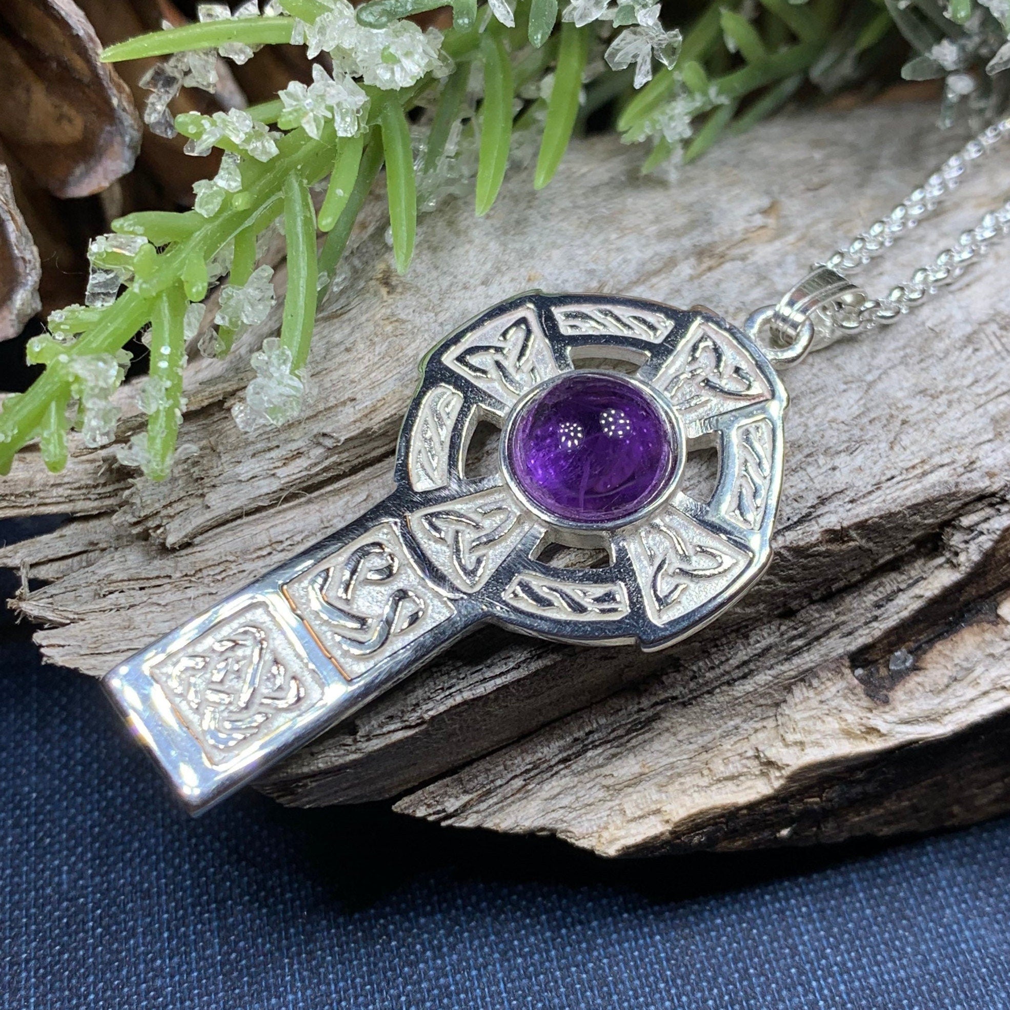 Amethyst Celtic Cross Necklace