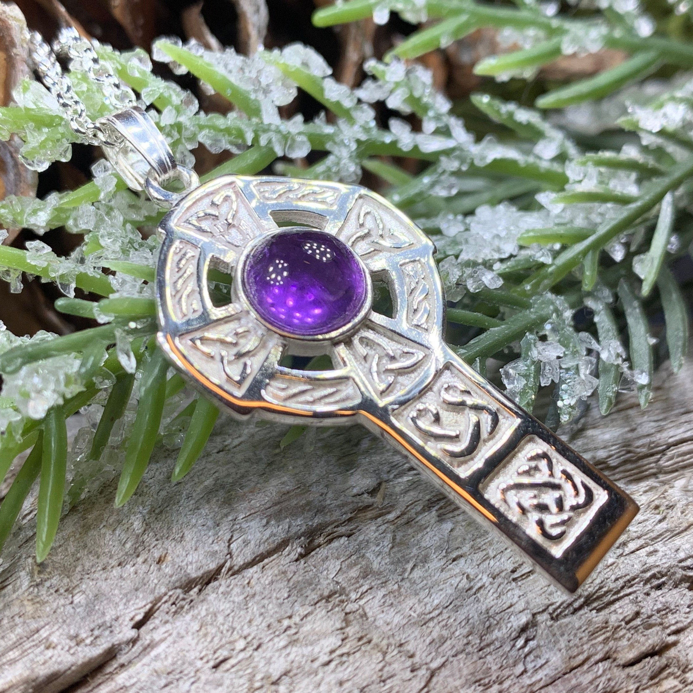 Amethyst Celtic Cross Necklace