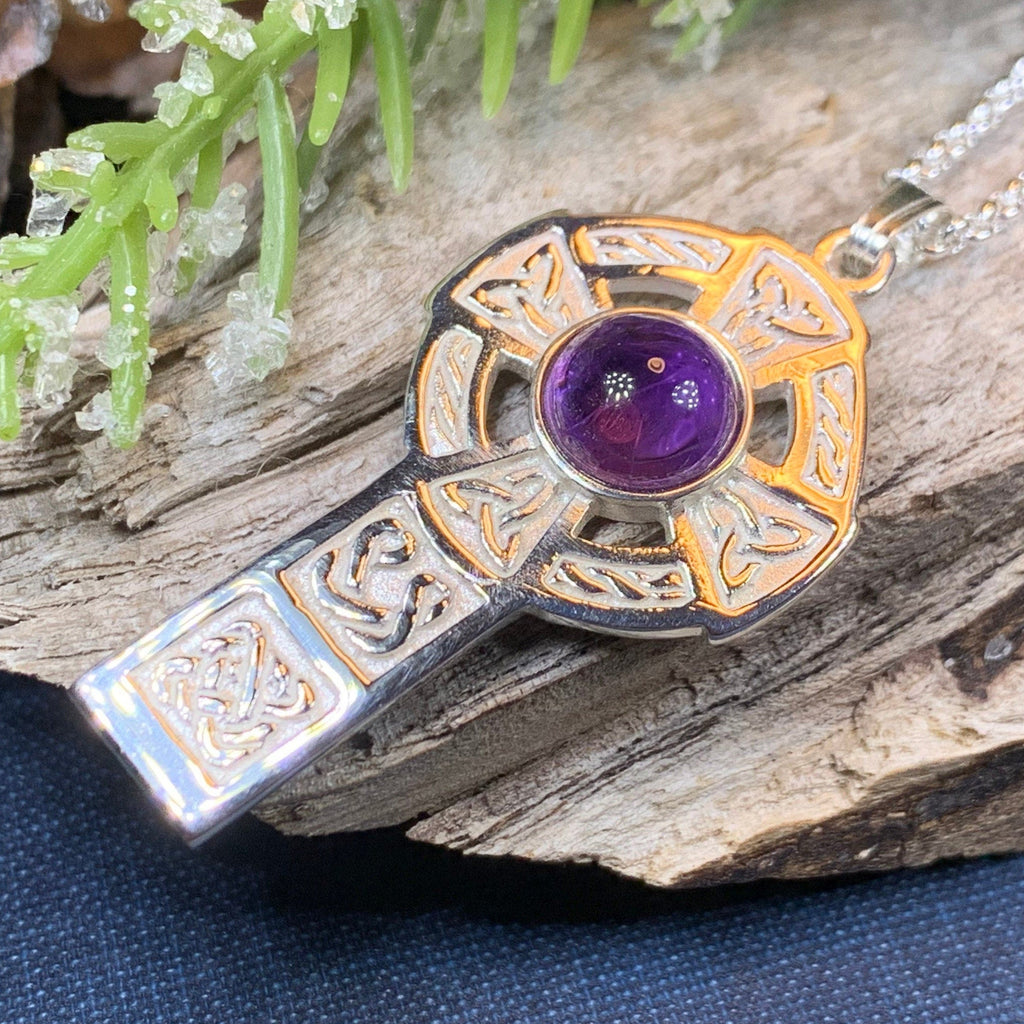 Amethyst Celtic Cross Necklace